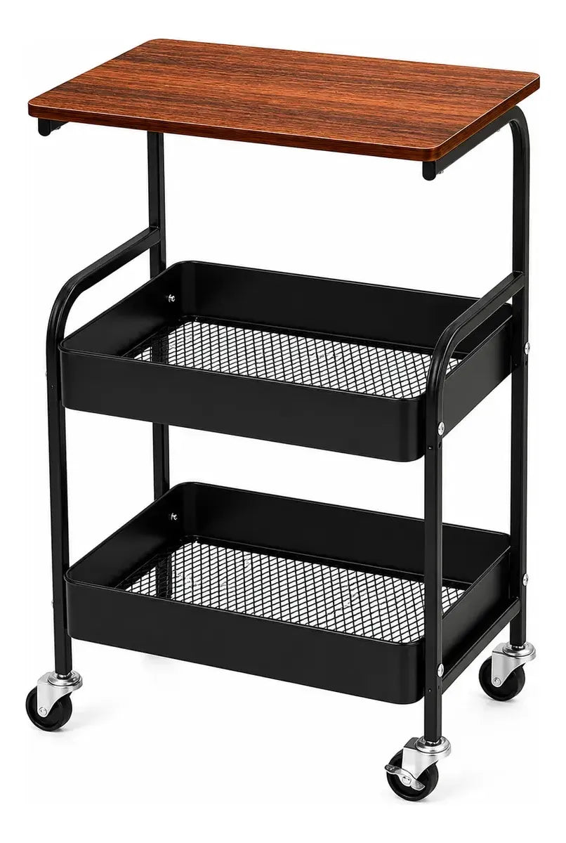 Carrito Organizador 3 Niveles Con Mesa Ruedas Metal Multiuso