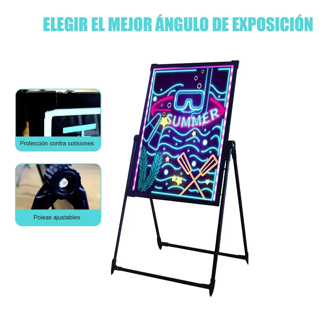Tablero Con Soporte Pizarra Led Rgb 220v + Control Remoto Ne