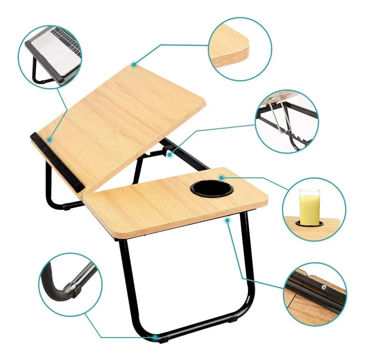Mesa De Cama Reclinable Para Laptop Plegable Con Posa Vaso