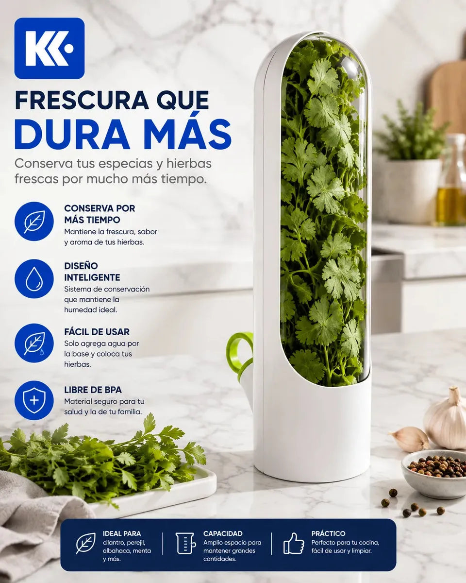 Recipiente Contenedor Conservador De Hierbas Frescas Para Ne