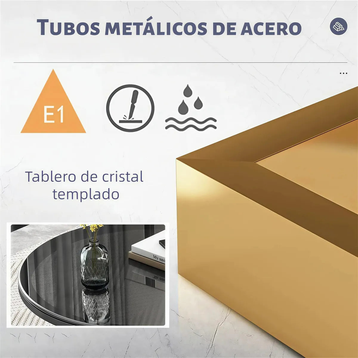 Set 2 Mesas Centro Redondas Minimalista Madera Lateral Aux80