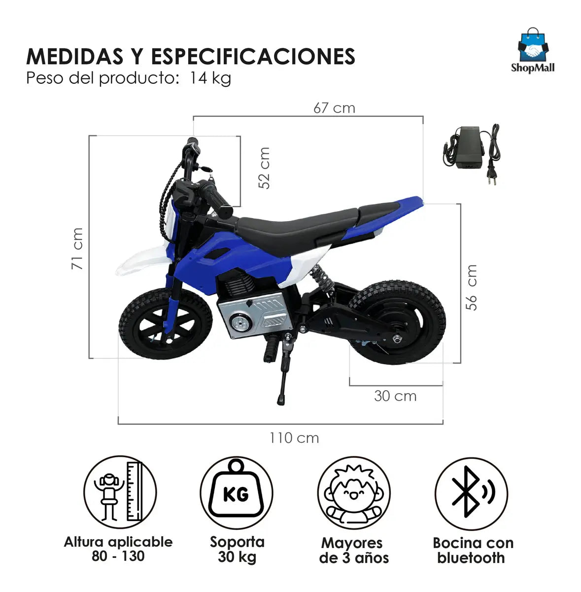 Mini Moto Eléctrica Deportiva Montable Niños Con Luz Led Col