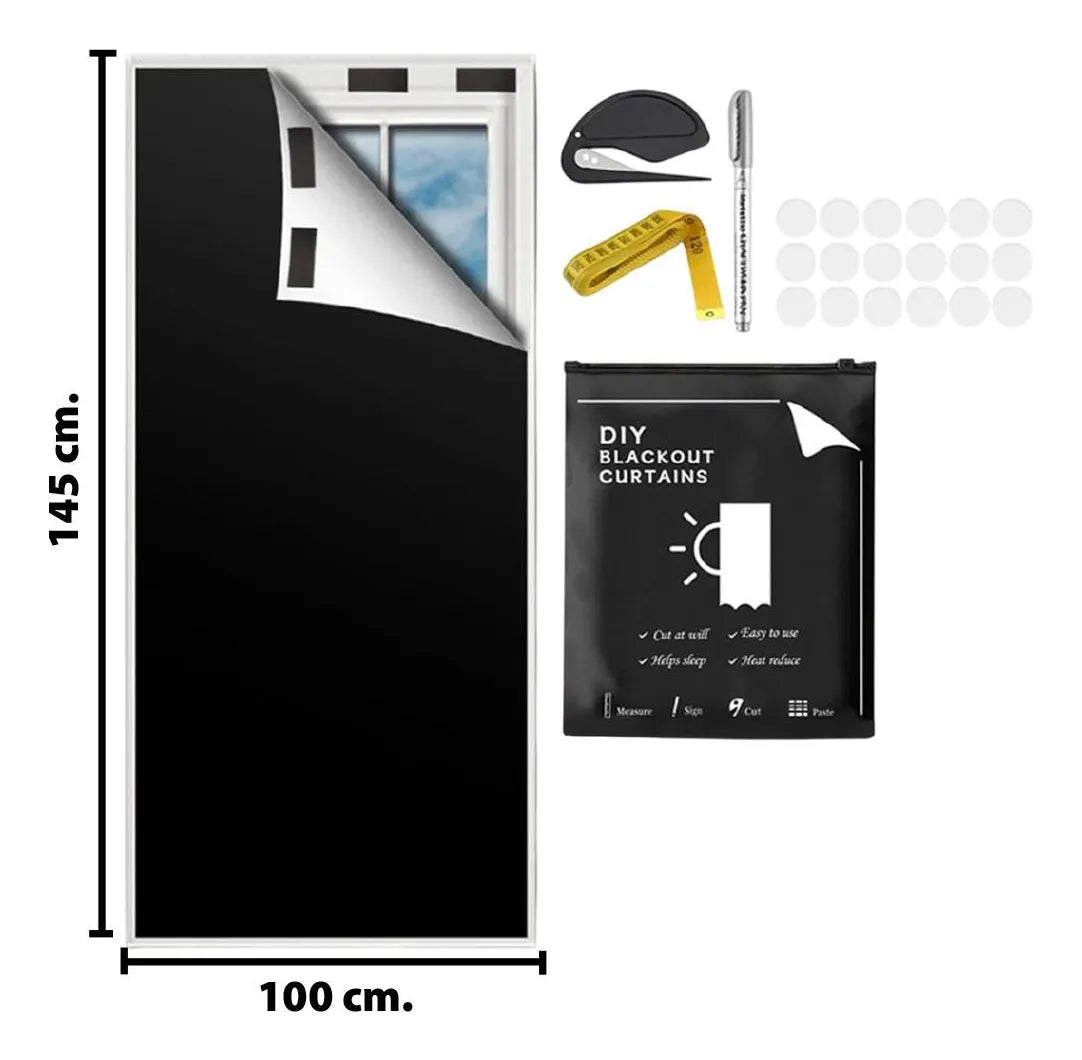 Cortina Blackout Autoadhesiva Lámina Cortina 1mt X 1.45 Mt