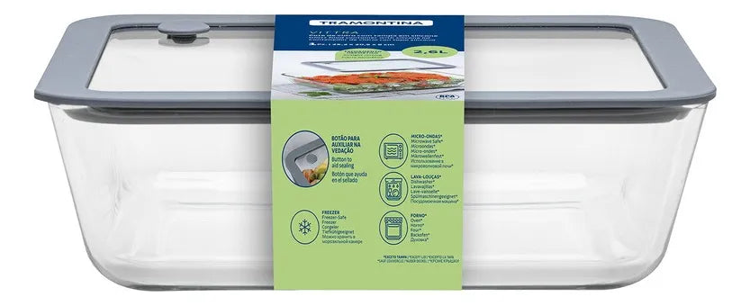 Tupper Tramontina Hermético Vidrio Libre Bpa 1,05 Lts. Gris