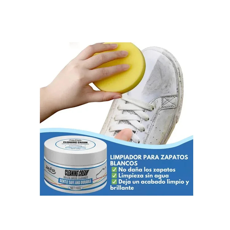 Crema Pomada Blanqueadora De Zapatos Limpieza Con Esponja