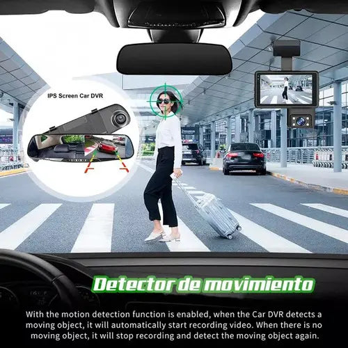 Espejo Retrovisor Dvr Universal 2 Camaras Delantera Reversa Micota