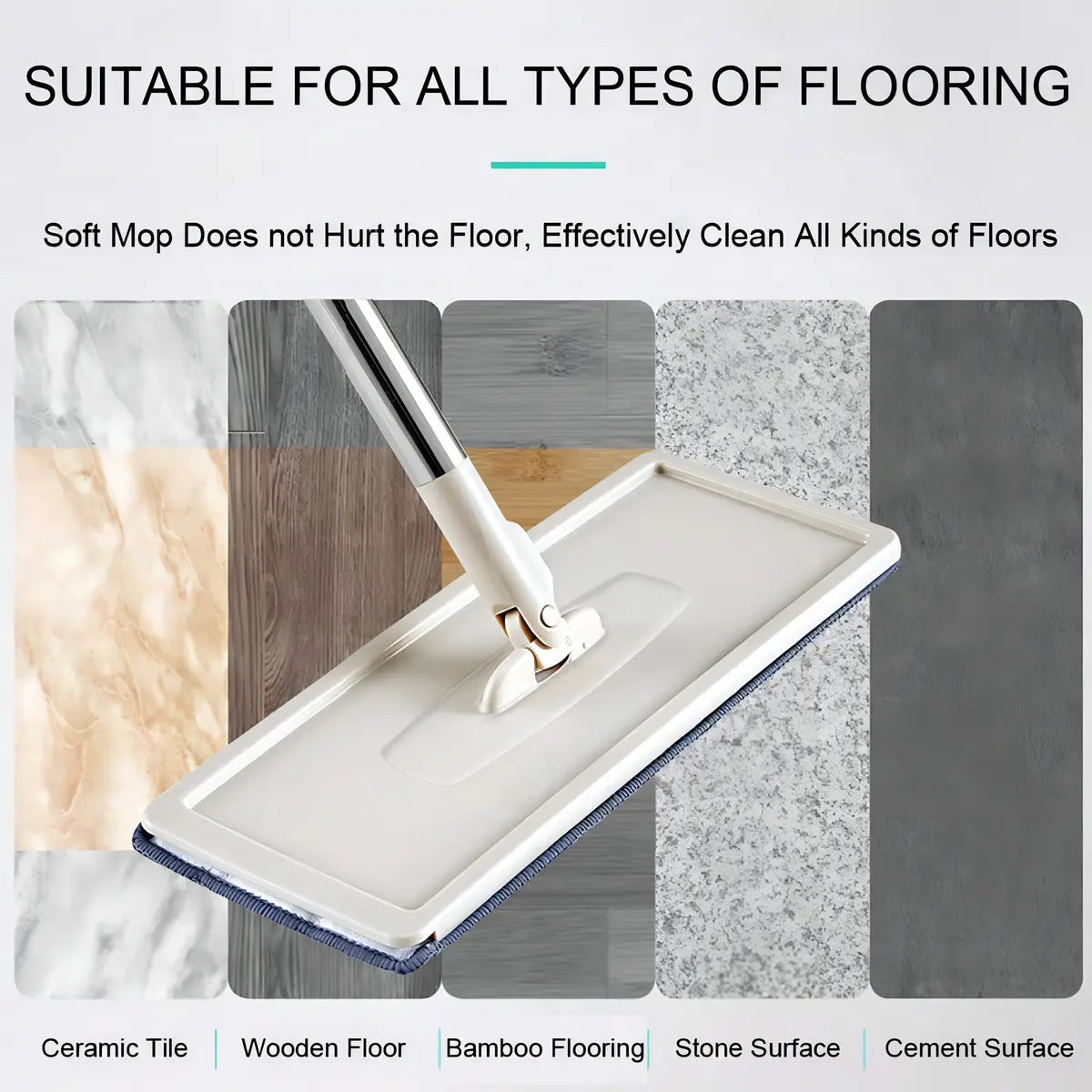 Mopa  con Balde Centrifugador y Cabezal Giratorio Microfibra Beige