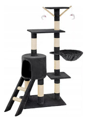 Rascador Torre 5 Niveles En Felpa Y Sisal Para Gato Juego Color Gris