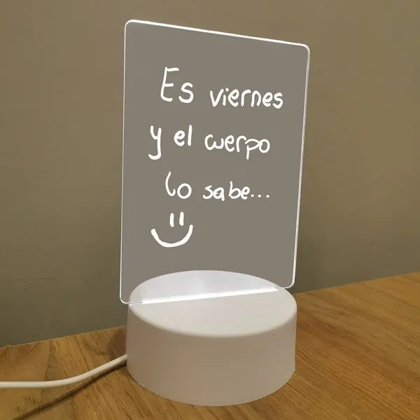 Pizarra Lámpara Led Con Marcador Recarga Usb En Caja
