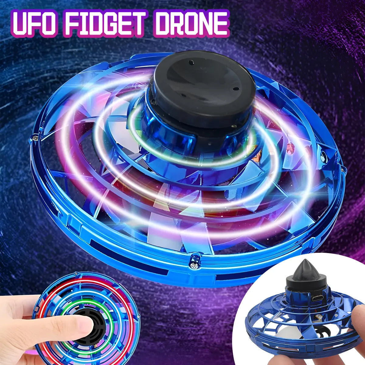 Dron Trompo Spiner Autónomo Recargable Luz Juguete Niñosø
