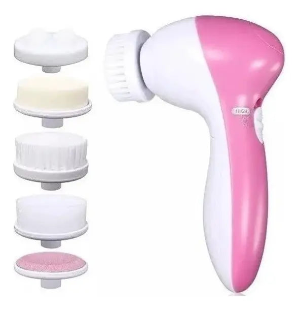 Cepillo Facial Exfoliante Masajeador Electrico 5 En 1 Rosa Limpieza Profunda