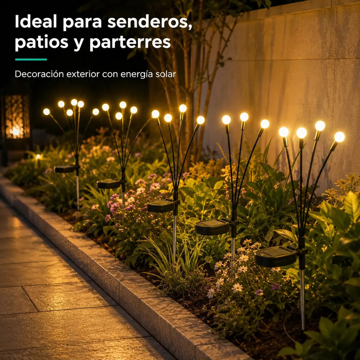 Luces Solares Estaca Luciérnaga 8 Led Xavrido Pack 2 Luz Cál