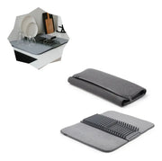Escurridor Seca Platos Alfombra Paño Absorbente Microfibra Gris Oscuro