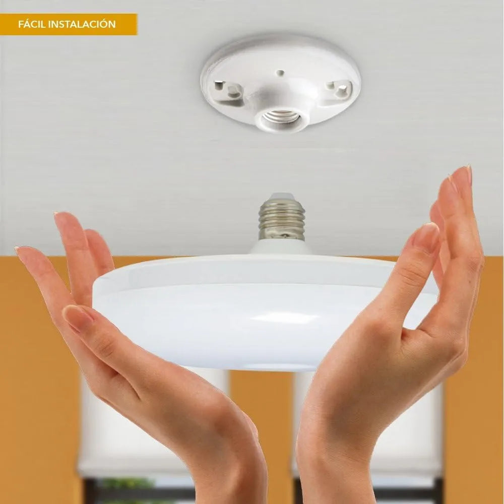 Plafón Led Luminaria 40w Con Rosca E27 Exterior E Interior