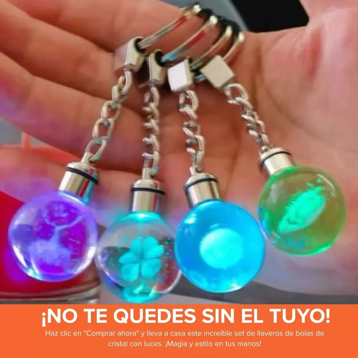 Llaveros De Bolas De Cristal Con Luces