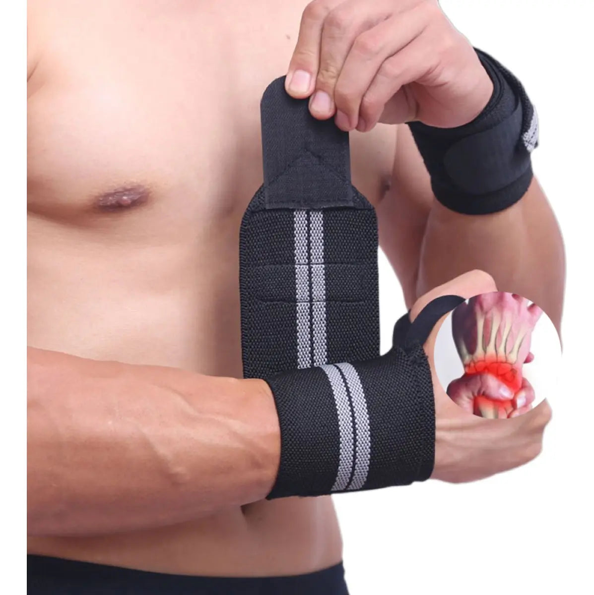 Par Muñequera Elastica Crossfit Para Gym Muñequera Deportiva Gris