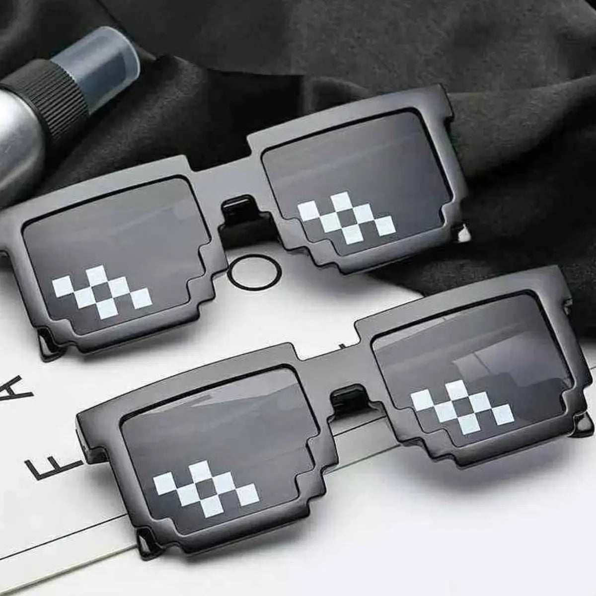 Anteojos Pixel Bits Negros X 5 Gafas Sol Lentes Cotillon Color Negro