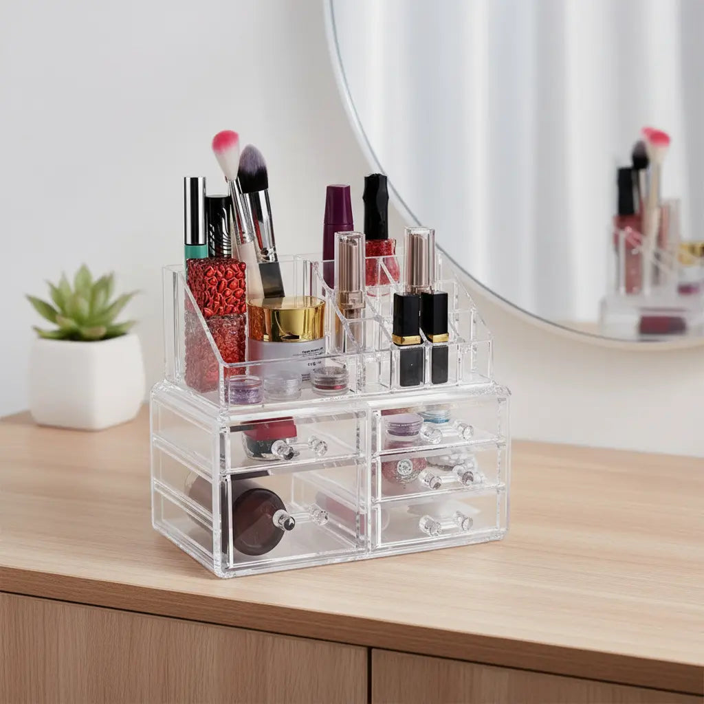 Organizador Cosmético Exhibidor Maquillaje Acrílico 5cajones