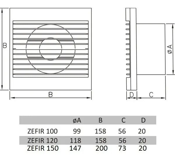 Extractor Aire Cocina Baño Dospel STYL100 15W 90m³/h 10cm Blanco
