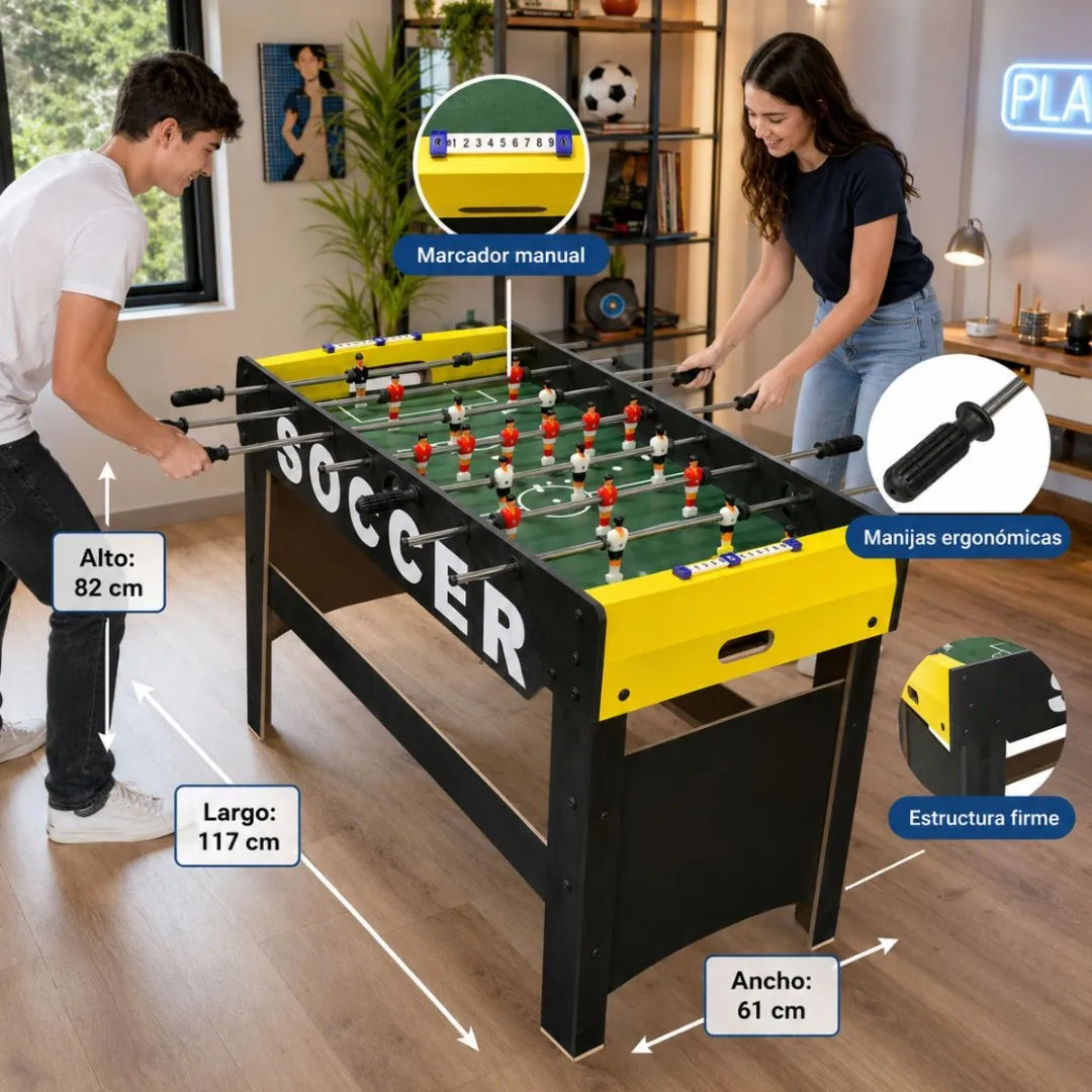 Futbolito Plegable Negro Y Amarillo 117x61x82cm Metegol