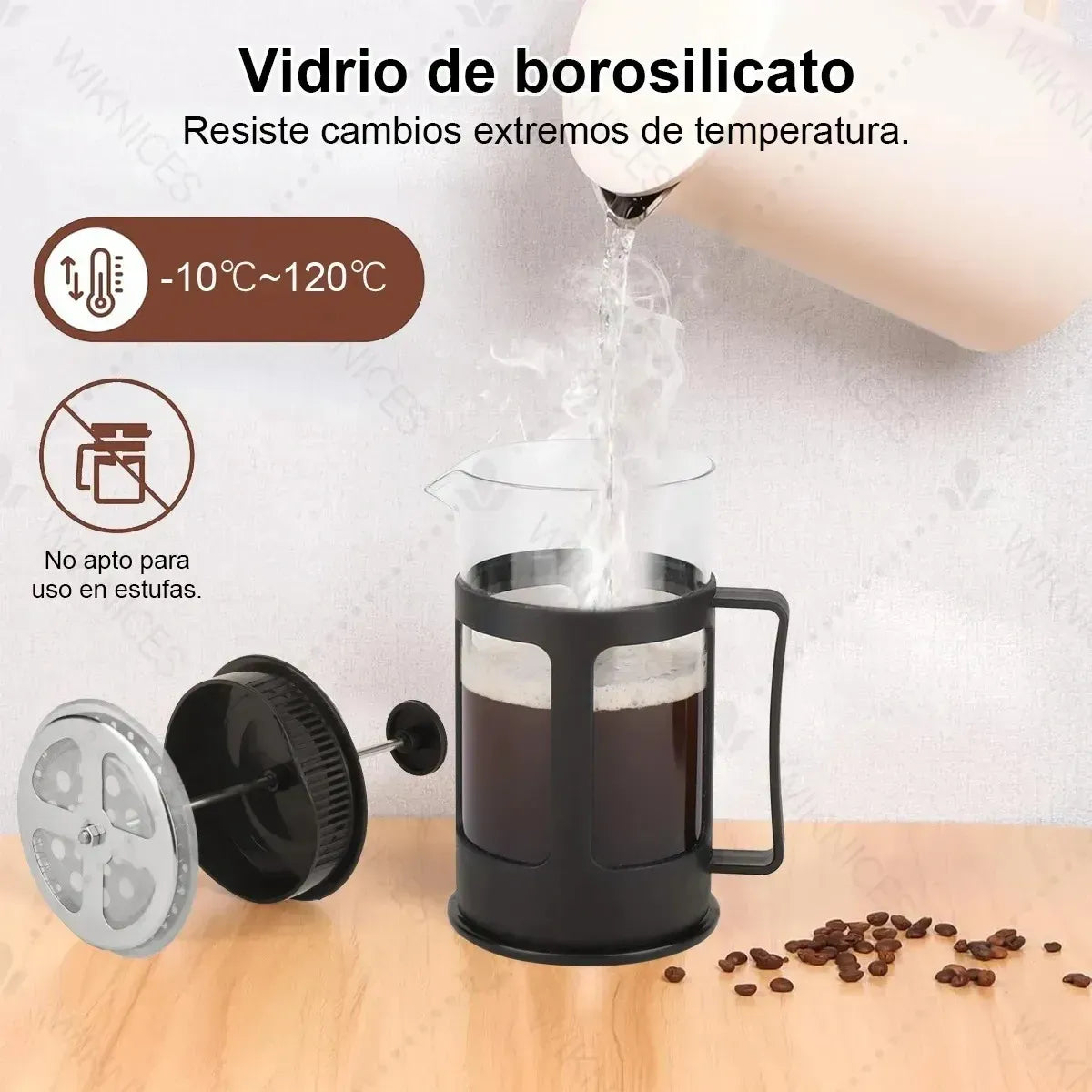 Cafetera Prensa Francesa De Vidrio Templado 1l