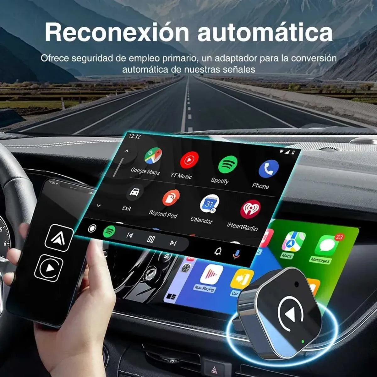 Receptor Carplay Inalámbrico Para Automóvil Conectado A Inal