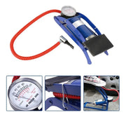 Inflador De Pie Ludamar Azul Con Manómetro 100 Psi Válvula Schrader