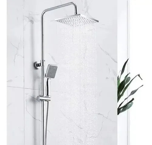 Grifería De Baño Columna Ducha Cuadrada 3 funciones color Gris