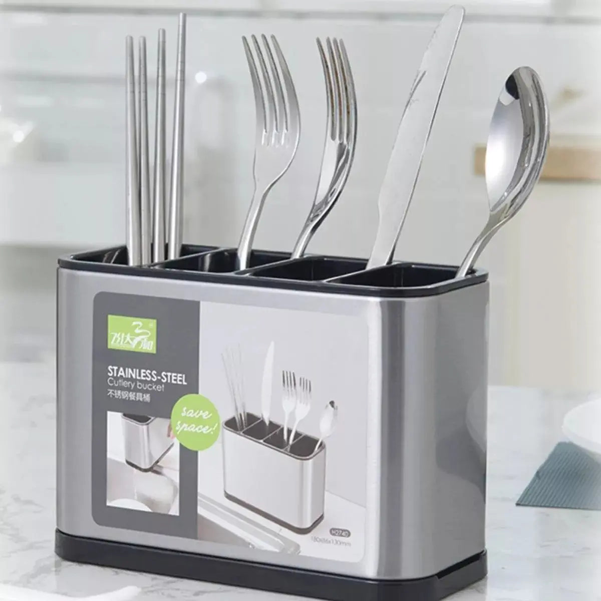 Soporte De Cubierto Acero Inoxidable 4 Divisiones