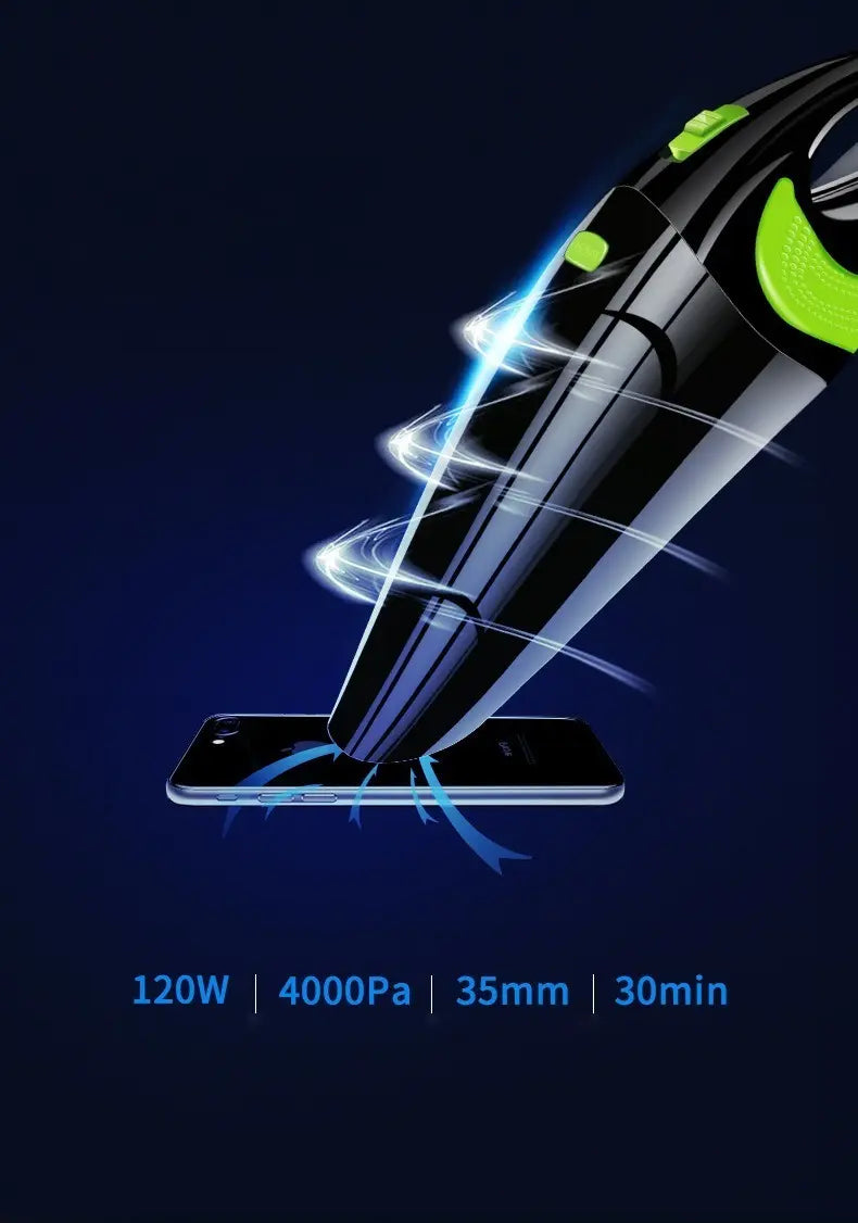 Aspiradora Auto Inalámbrica Carga Usb 120 W Color Verde Oscuro