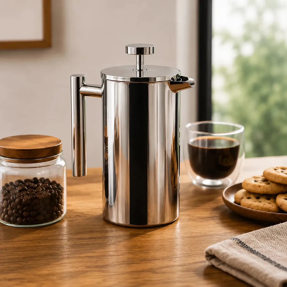Cafetera Prensa Francesa Embolo De Acero Inoxidable 1 Litro Calidad Premium
