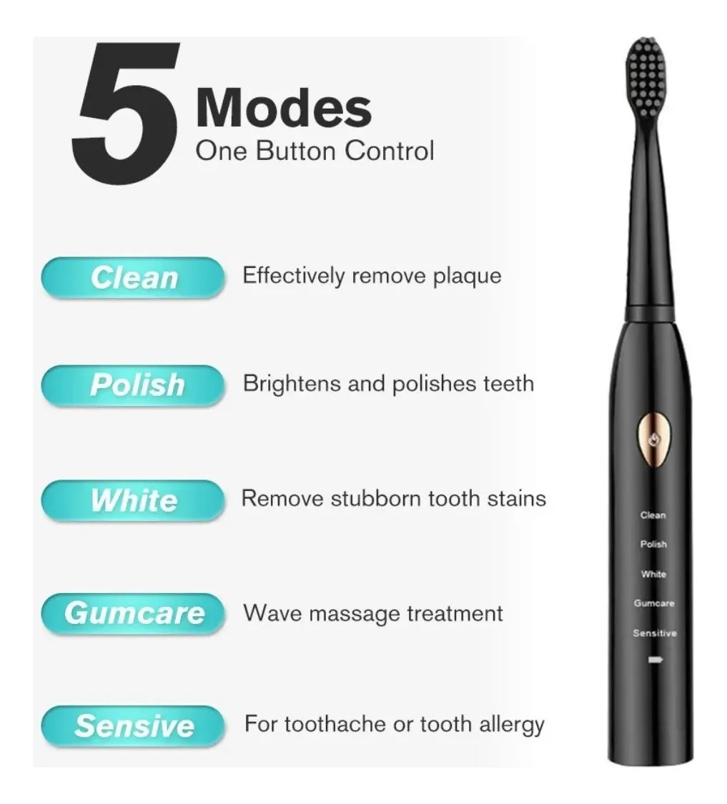 Cepillo Dental Electrico Recargable + 4 Cabezales