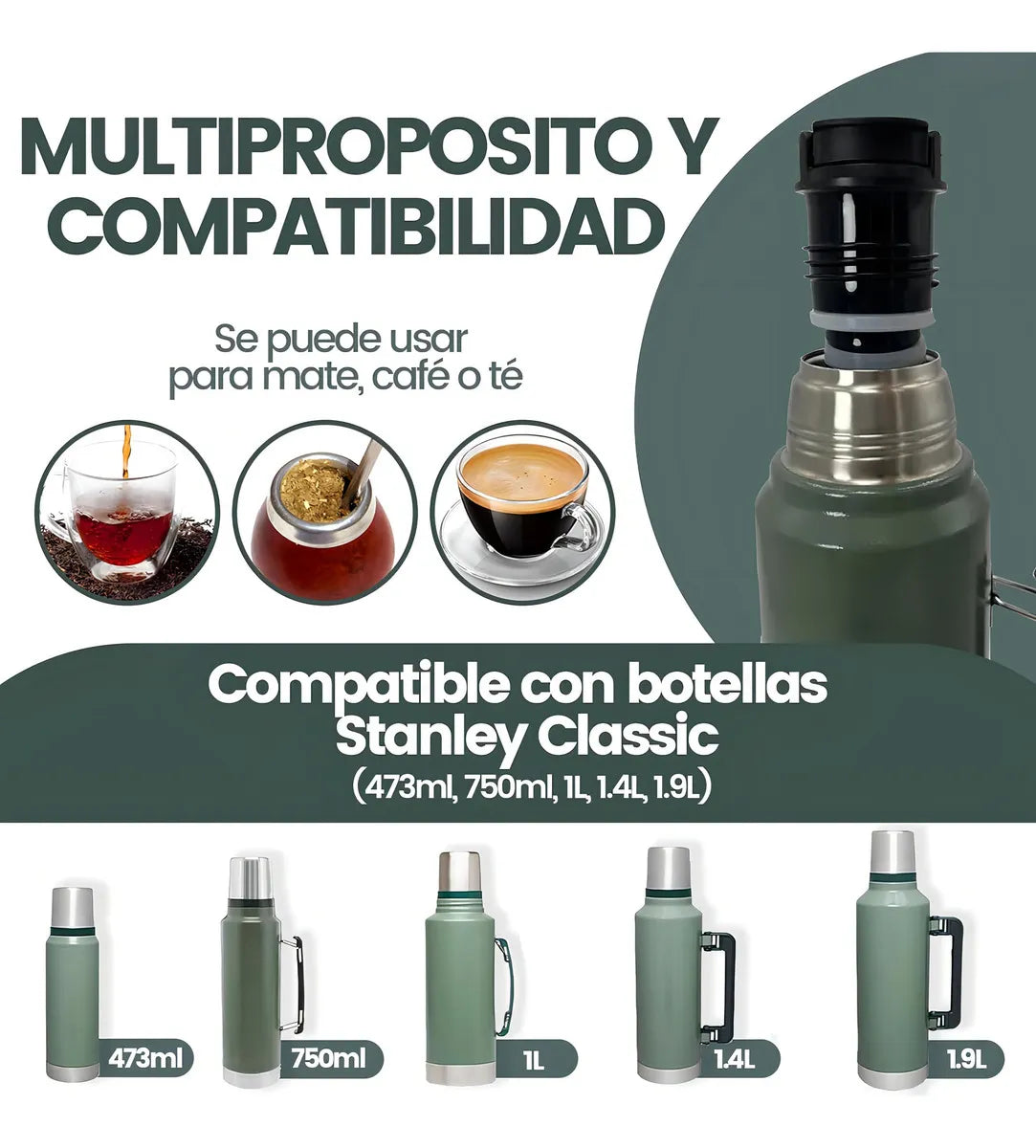 Tapón Cebador Pico Precisión Para Termos Color Negro