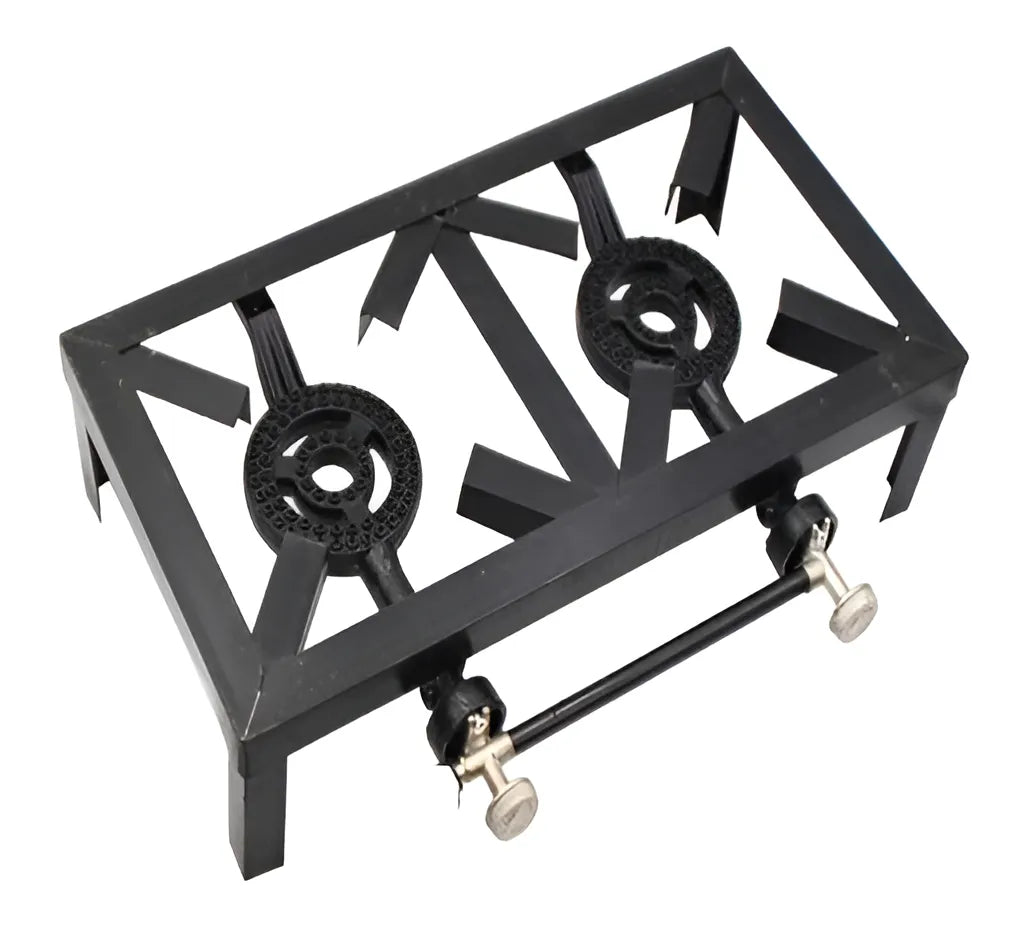 Anafe Cocina Quemador A Gas Dos Hornallas Portatil - Mli Color Negro