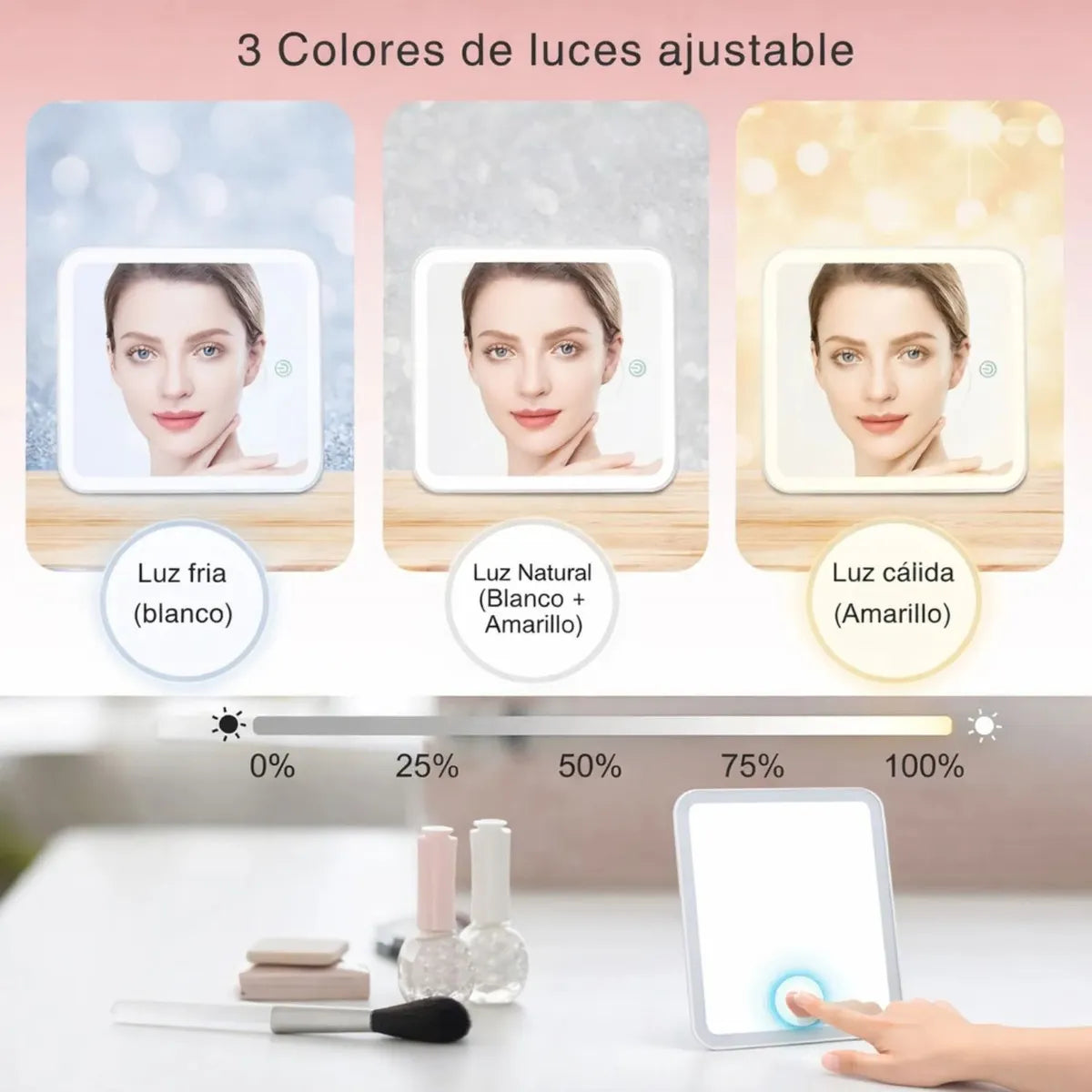 Maletín Organizador De Maquillaje Youhome Negro Con Espejo L
