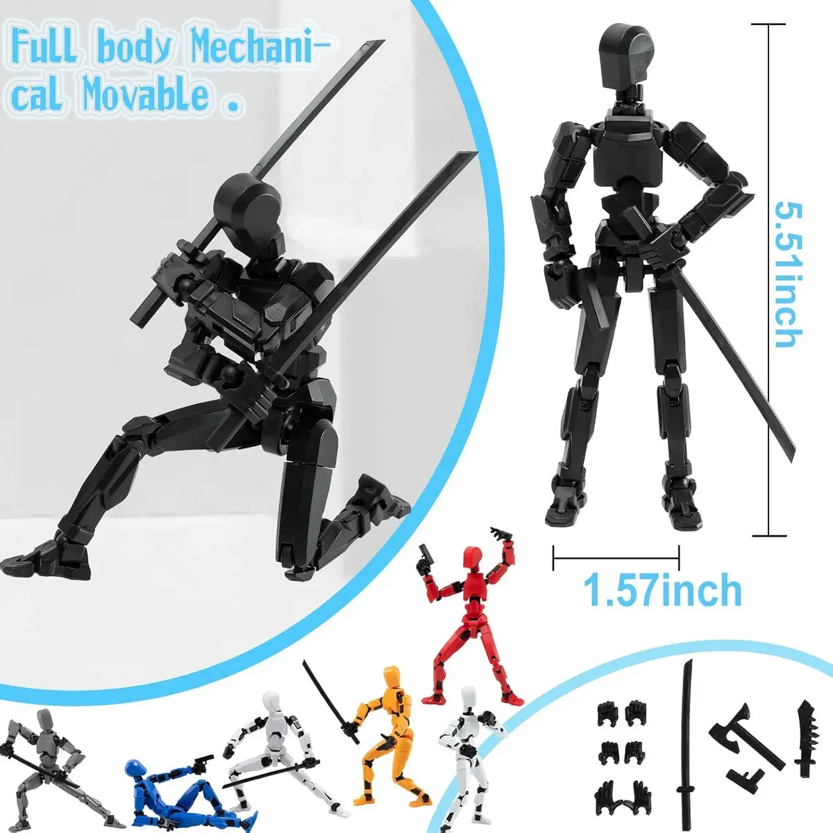 Figura Articulada Dummy 13 Impresa 3d Con Accesorios