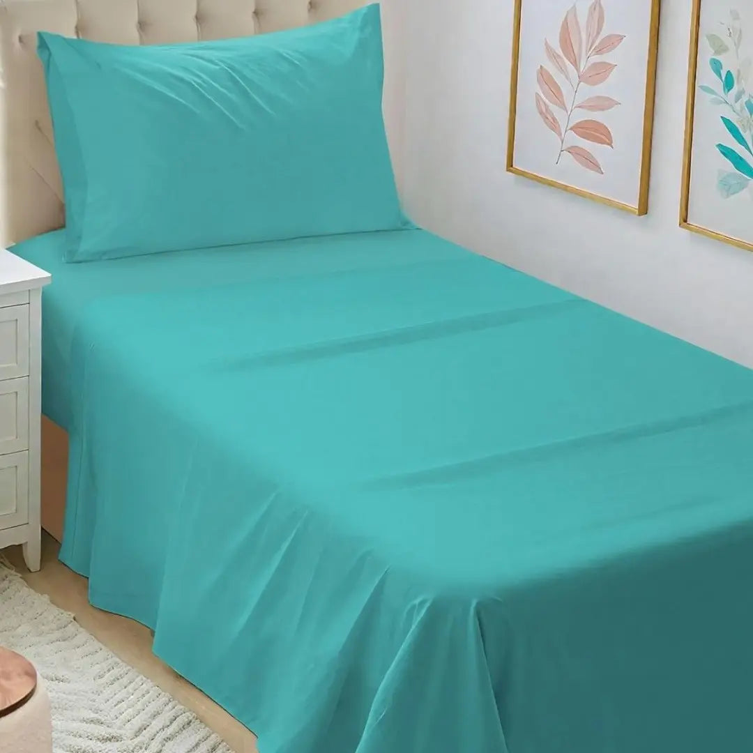 Juego Sábanas Lisas 1 Plaza Varios Colores Cama Hogar Casa