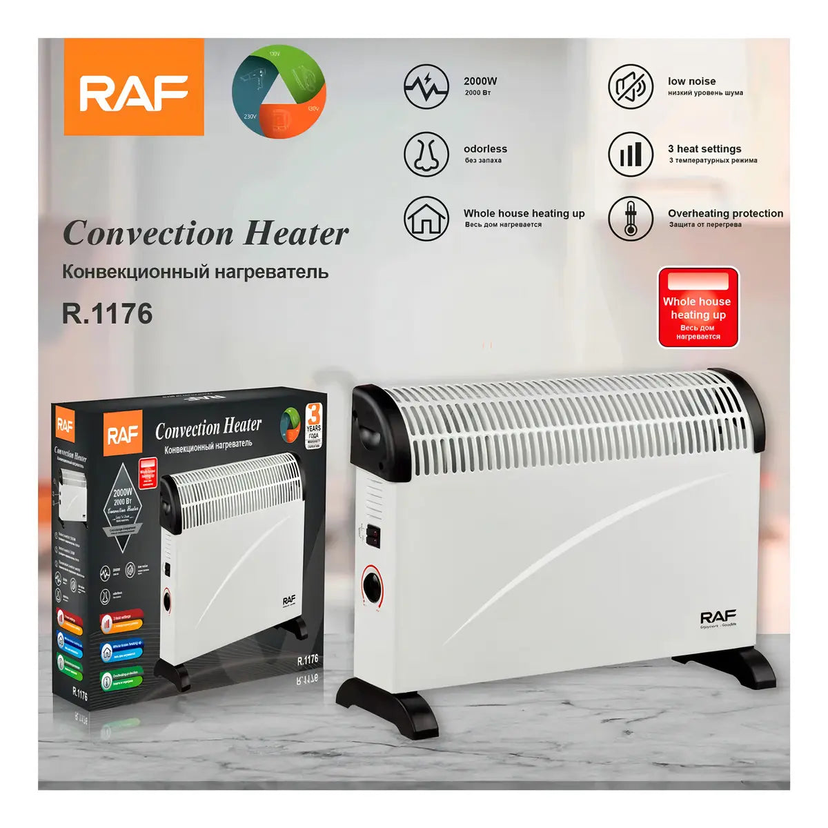 Caloventor Eléctrico Raf R.1176 2000W Protección Sobrecalentamiento Blanco