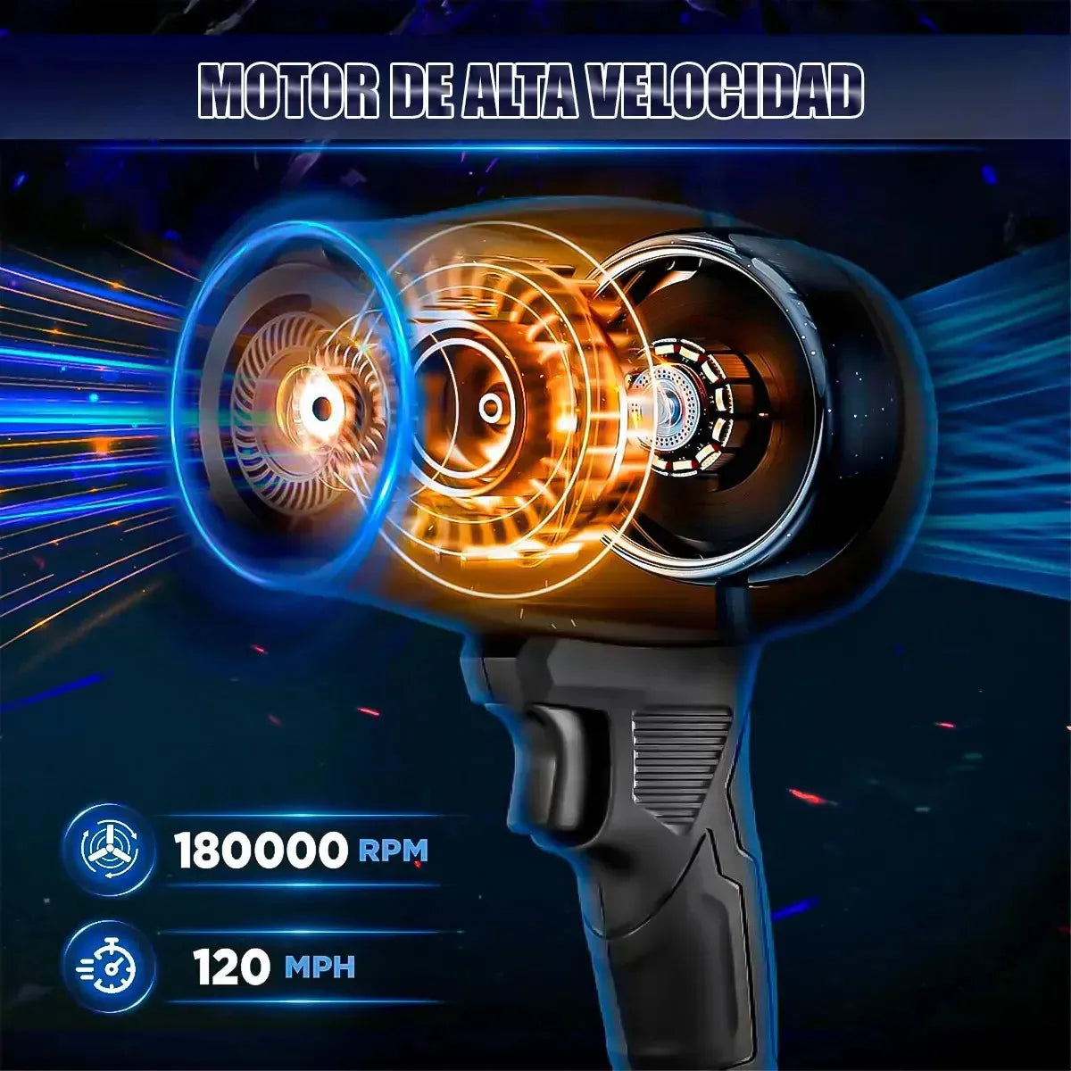 Soplador Hojas Electrica Soplador Profesional Soplador Polvo Color Negro