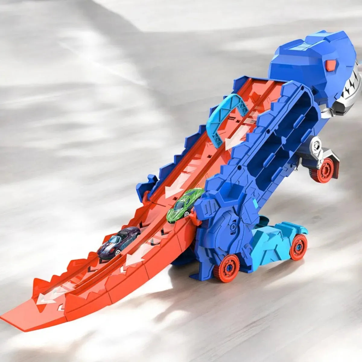 Set Dinosaurio Con Pista Y 2 Autos Juguete Interactivo