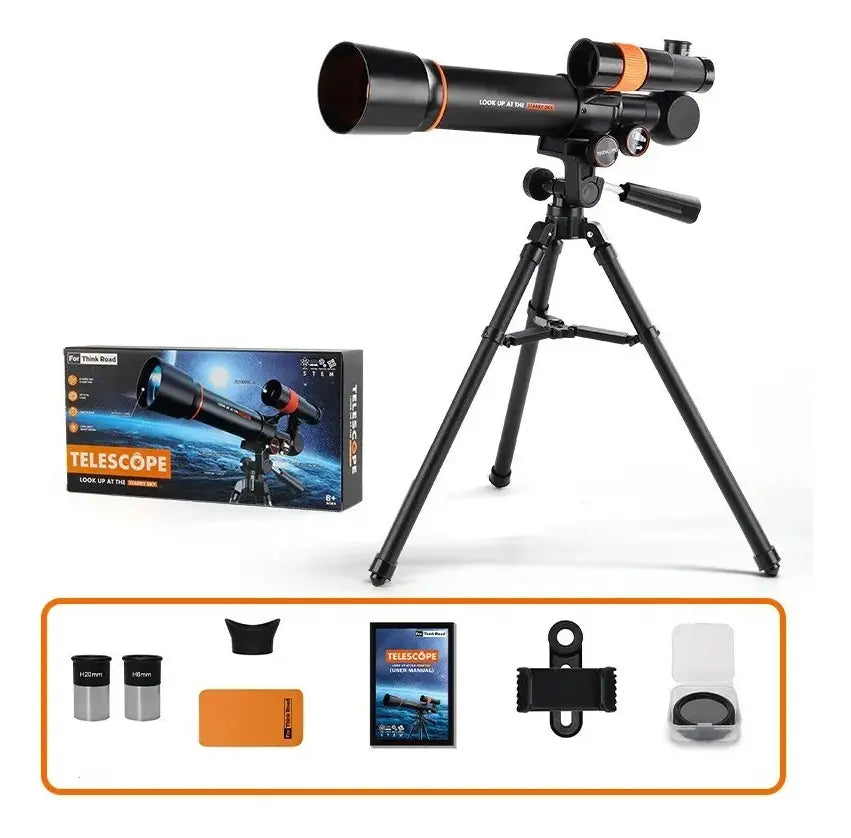 Telescopio Astronómico Zoom 60x Para Niños Con Trípode Negro