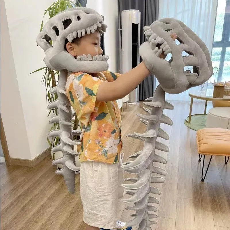 Disfraz Dinosaurio 90cm Esqueleto Divertido Con Cola Gris