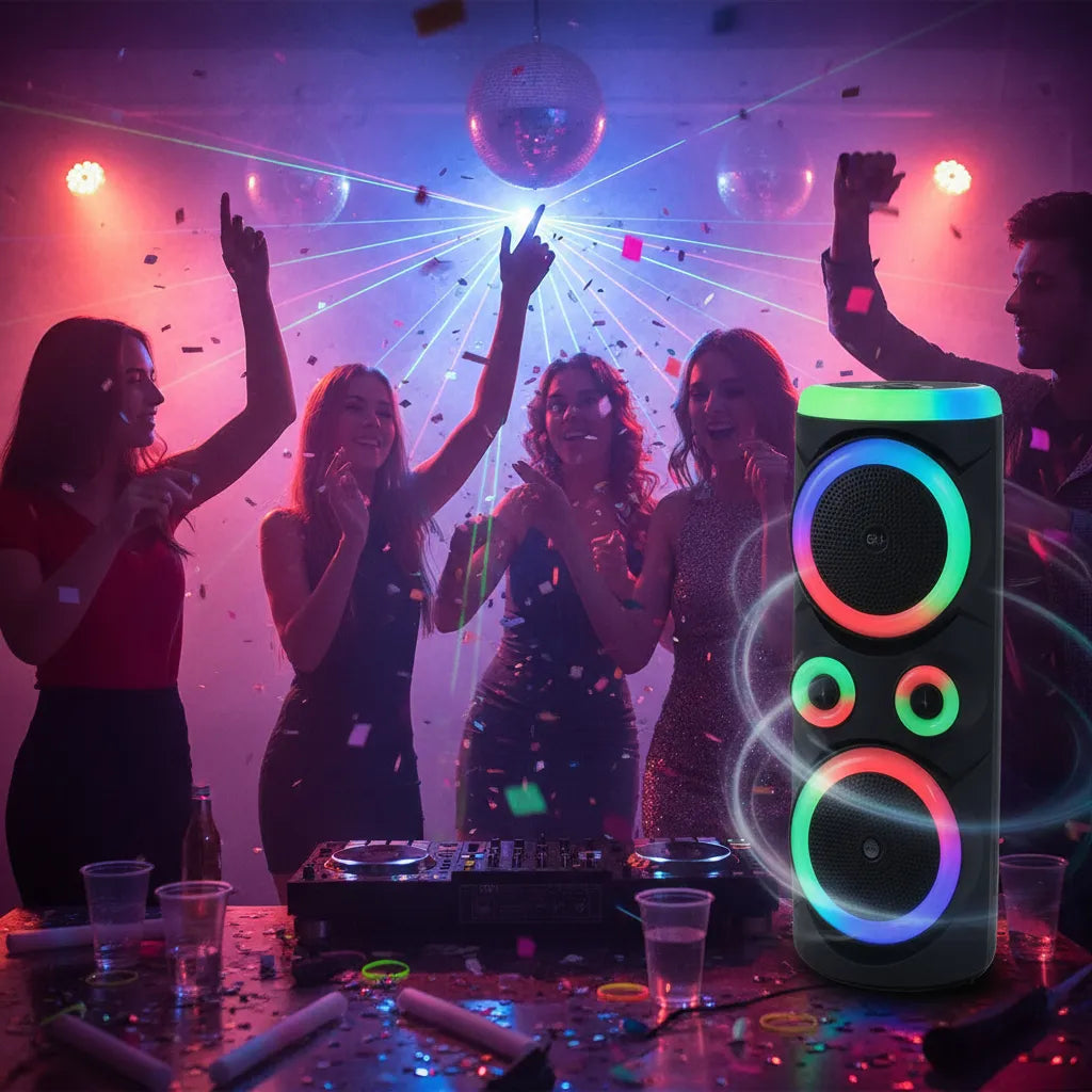 Parlante Grande Con Micrófonos Rgb Recargables Bluetooth Rgb