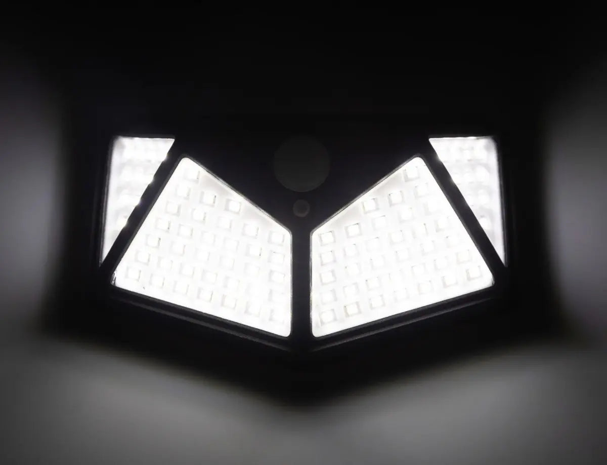 Foco Solar 100 Led Sensor Movimiento De Exterior Pared Color De La Carcasa Negro