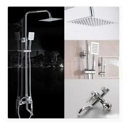 Grifería De Baño Columna Ducha Cuadrada 3 funciones color Gris