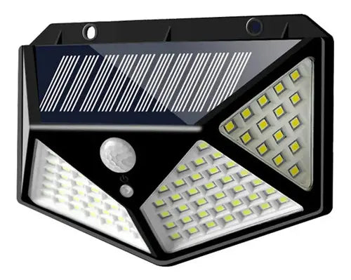 Foco Solar 100 Led Sensor Movimiento De Exterior Pared Color De La Carcasa Negro