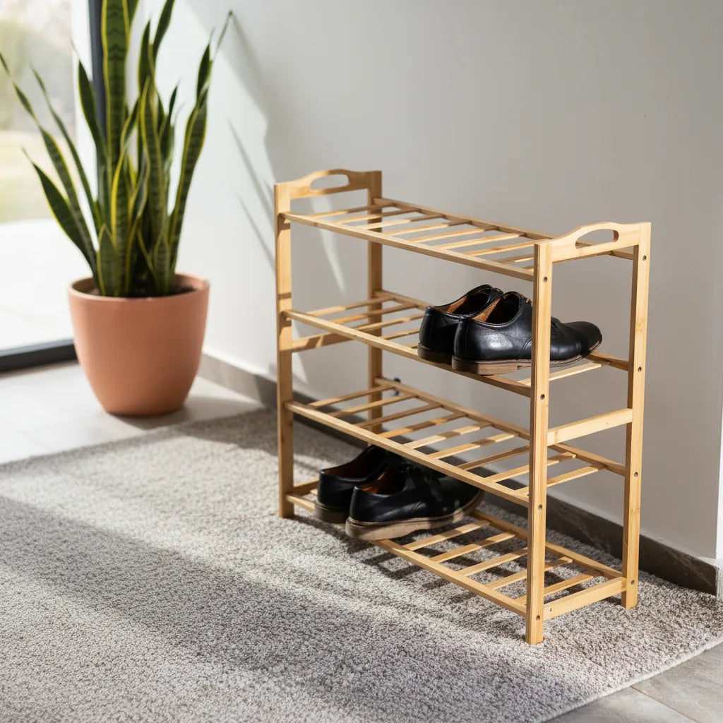 Estanteria Repisa Zapatera Madera Bambu Organizador Elegante