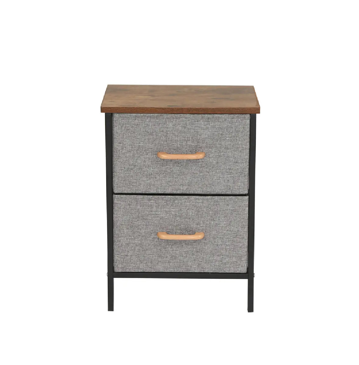 Mesa De Luz De Hierro Madera Con 2 Cajones 53x30x40