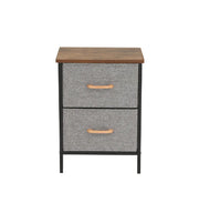 Mesa De Luz De Hierro Madera Con 2 Cajones 53x30x40