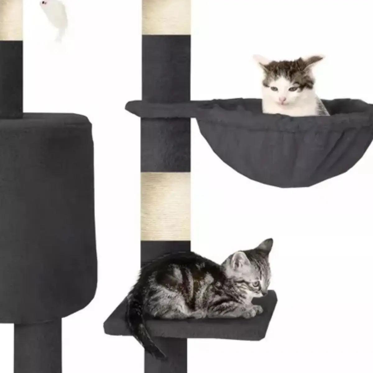 Rascador Torre 5 Niveles En Felpa Y Sisal Para Gato Juego Color Gris